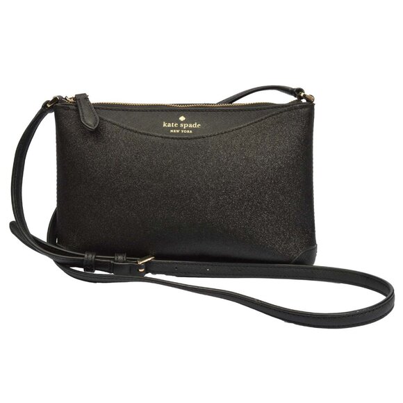 Pretty Kate Spade New York Monica Glitter Medium Black Crossbody - Picture 1 of 12